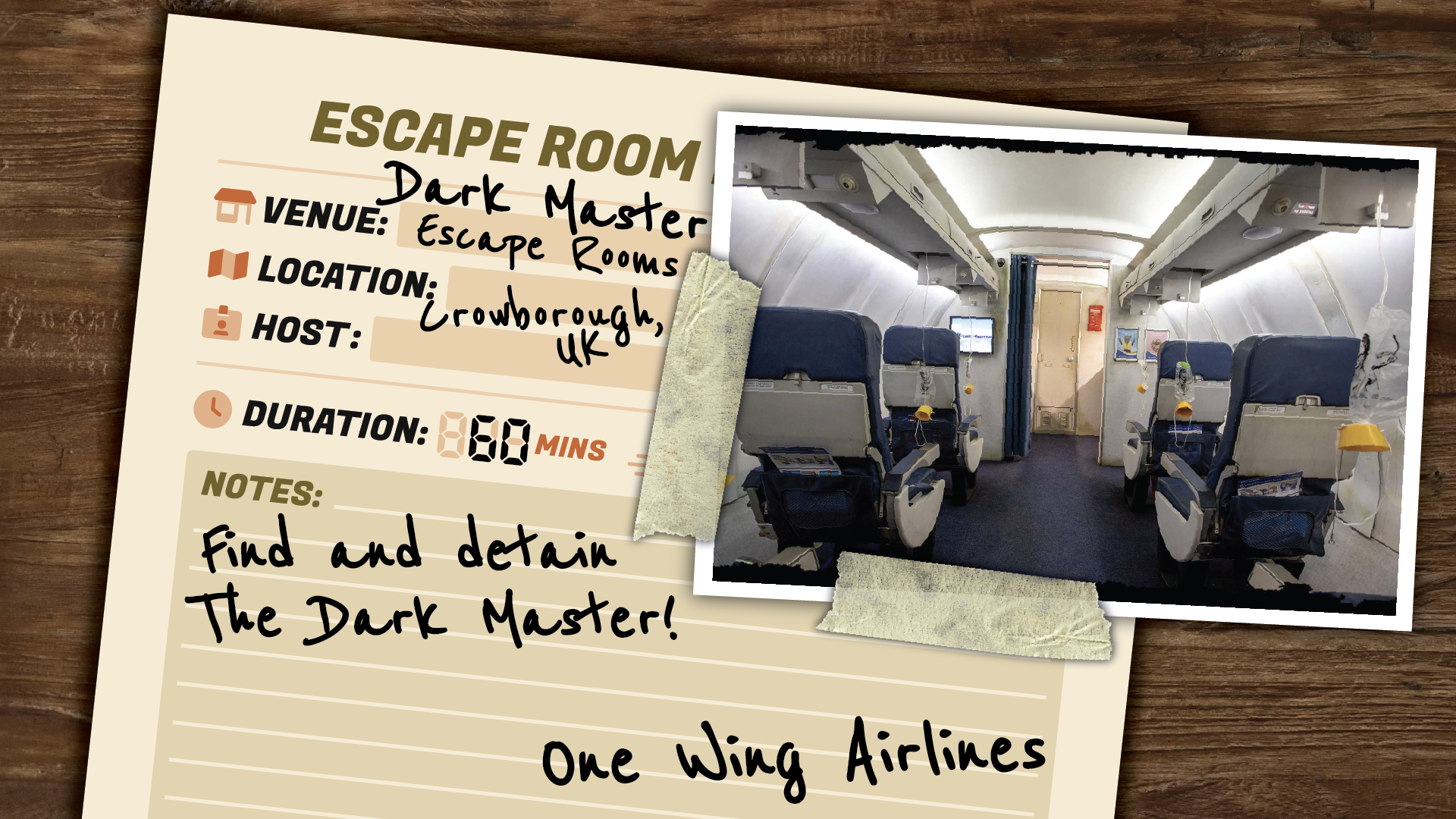 An Escape Room Passport log page detailing an experience.