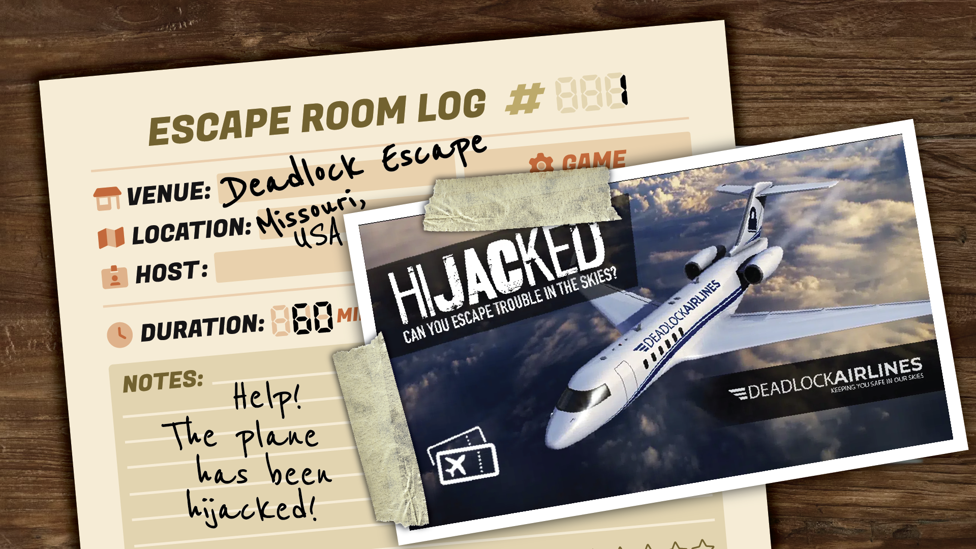 An Escape Room Passport log page detailing an experience.